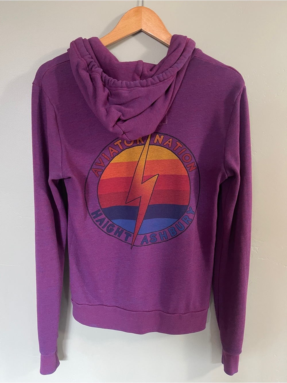 Aviator Nation Plum Purple Full-Zip Hoodie with White Zipper 2018 edition